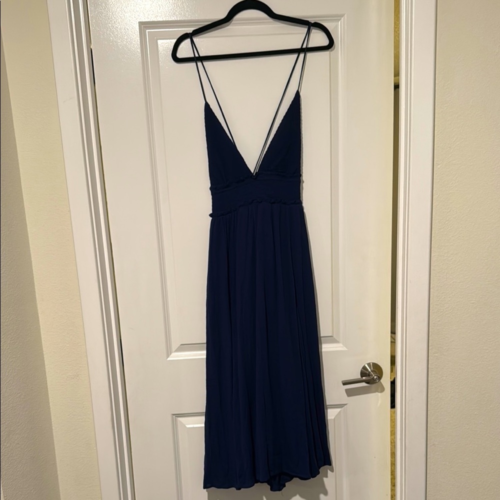 Lulu's Blue Backless Spaghetti Strap Sundress